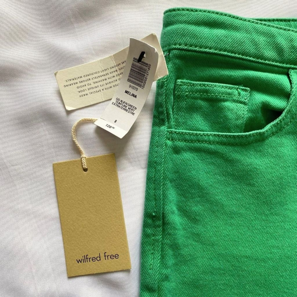 NWT ARITZIA WILFRED THE MELINA JEANS IN ALIEN GREEN - 8 - Picture 7 of 11
